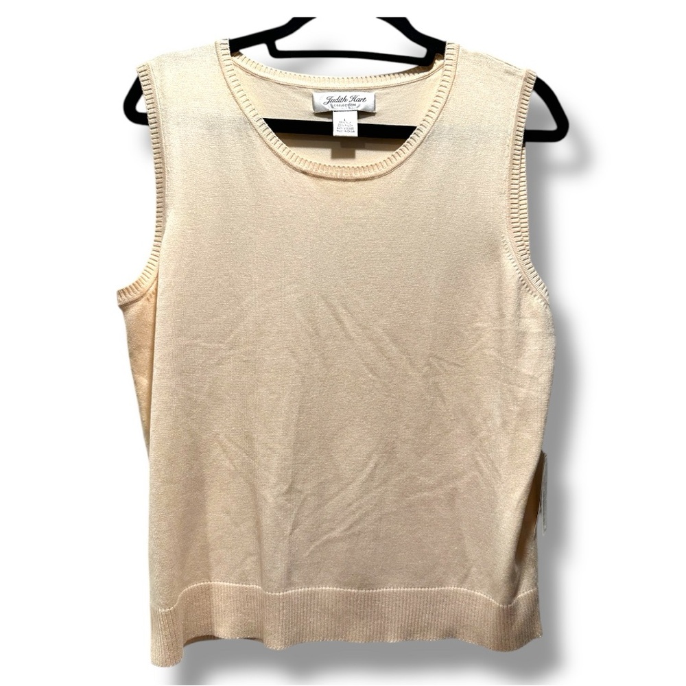 Judith Hart Silk Blend Sleeveless Sweater Tank Top Size Large Beige NWT
